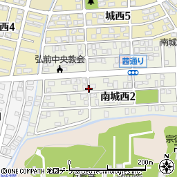 青森県弘前市南城西2丁目周辺の地図