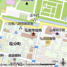 弘前市役所各課直通　市民課受付係周辺の地図