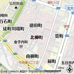 青森県弘前市北柳町周辺の地図