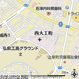 青森県弘前市西大工町2周辺の地図