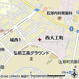 青森県弘前市西大工町130周辺の地図