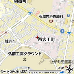 青森県弘前市西大工町124周辺の地図