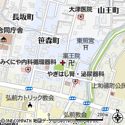 青森県弘前市笹森町周辺の地図