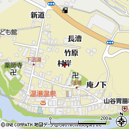 青森県黒石市温湯村岸周辺の地図