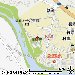 青森県黒石市温湯新道下周辺の地図