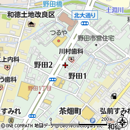 青森県弘前市野田周辺の地図