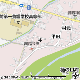 青森県弘前市駒越村元132周辺の地図