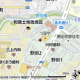 青森県弘前市野田2丁目周辺の地図