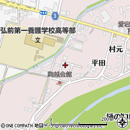 青森県弘前市駒越村元125-7周辺の地図