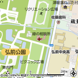 弘前市役所　各課・直通公園・緑地課周辺の地図
