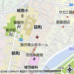 青森県弘前市袋町周辺の地図