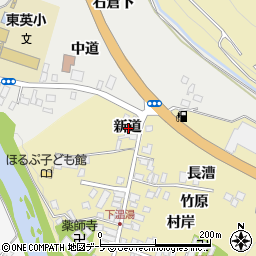青森県黒石市温湯新道周辺の地図
