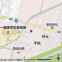 青森県弘前市駒越村元129-1周辺の地図