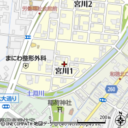 青森県弘前市宮川1丁目4-2周辺の地図