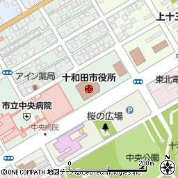 青森県十和田市周辺の地図