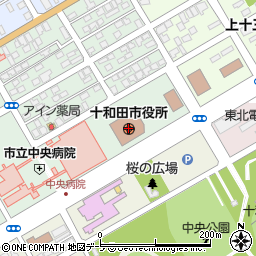 青森県十和田市周辺の地図