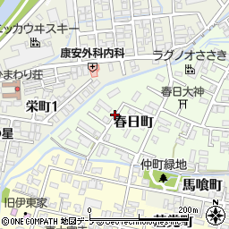 青森県弘前市春日町周辺の地図