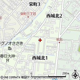 青森県弘前市西城北周辺の地図