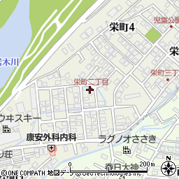 青森県弘前市栄町周辺の地図