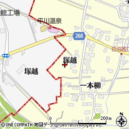 青森県平川市日沼塚越周辺の地図