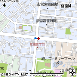 青森県弘前市宮園周辺の地図