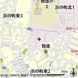 青森県弘前市浜の町北1丁目2周辺の地図