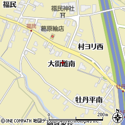 青森県黒石市牡丹平大街道南周辺の地図