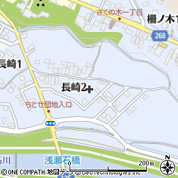 青森県黒石市長崎2丁目周辺の地図