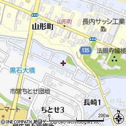 青森県黒石市長崎1丁目周辺の地図