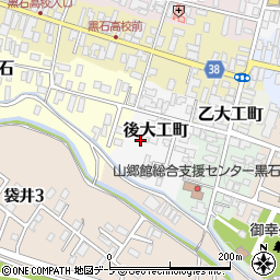 青森県黒石市後大工町周辺の地図