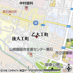 青森県黒石市乙大工町周辺の地図