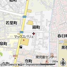 青森県黒石市錦町周辺の地図