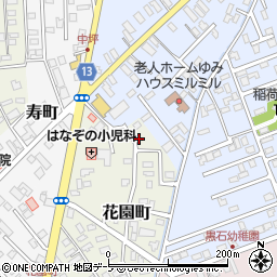 青森県黒石市花園町82周辺の地図
