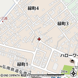 青森県黒石市緑町周辺の地図