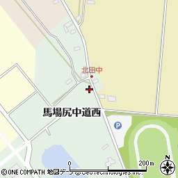 青森県黒石市北田中馬場尻中道西周辺の地図