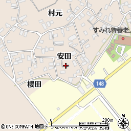 青森県黒石市西馬場尻安田周辺の地図