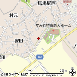 青森県黒石市西馬場尻前田周辺の地図