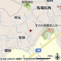 青森県黒石市西馬場尻村元75周辺の地図