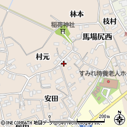 青森県黒石市西馬場尻村元80周辺の地図