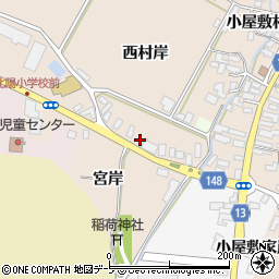 青森県黒石市小屋敷西村岸周辺の地図