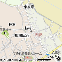 青森県黒石市西馬場尻枝村周辺の地図