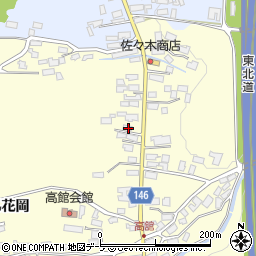 青森県黒石市高舘甲花岡22周辺の地図