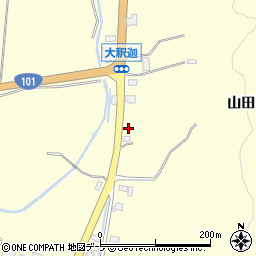 青森県青森市浪岡大字大釈迦山田104-1周辺の地図
