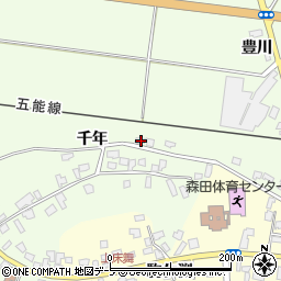 青森県つがる市森田町床舞千年22周辺の地図