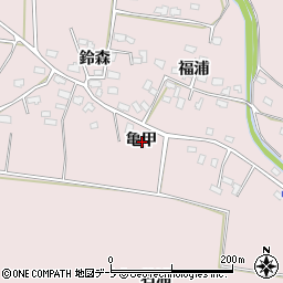 青森県つがる市森田町中田亀甲周辺の地図
