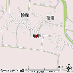 青森県つがる市森田町中田（亀甲）周辺の地図