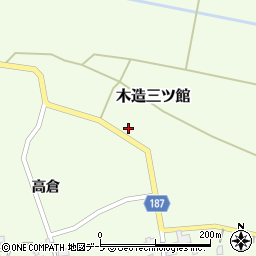 青森県つがる市木造三ツ館寿抱周辺の地図