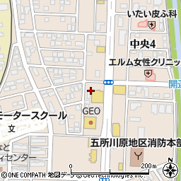 青森県五所川原市中央周辺の地図