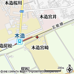 青森県つがる市木造宮崎周辺の地図