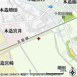 青森県つがる市柏広須増田周辺の地図